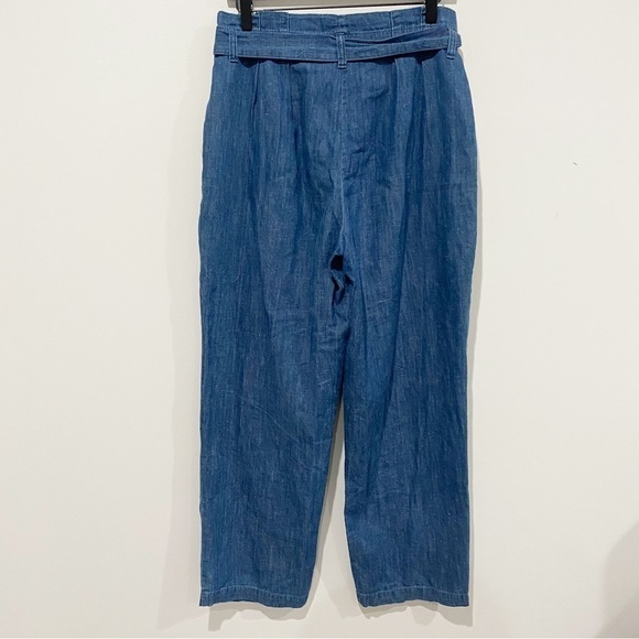 J CREW Paper-Bag Pant Chambray Size 4 Coastal Lightweight Cotton Hemp High Rise - Picture 8 of 16